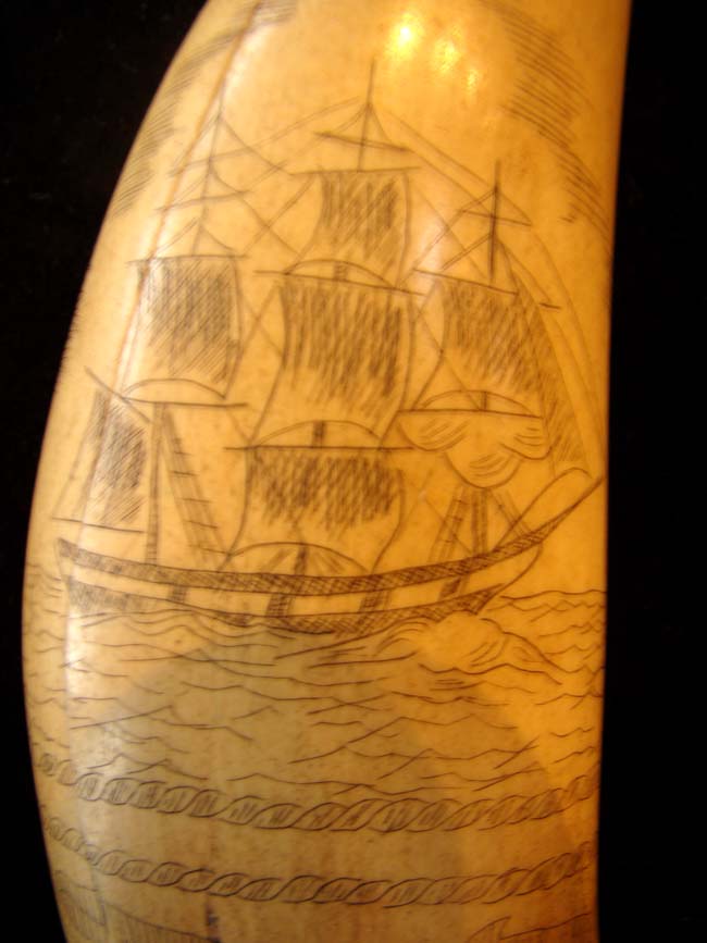 A late 19th or early 20th century whale's tooth with whaling motif. — image 2